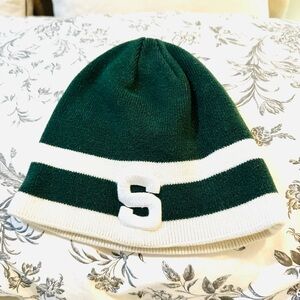 Unisex Green and White Michigan State Beanie